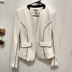 Sharp white blazer with black piping